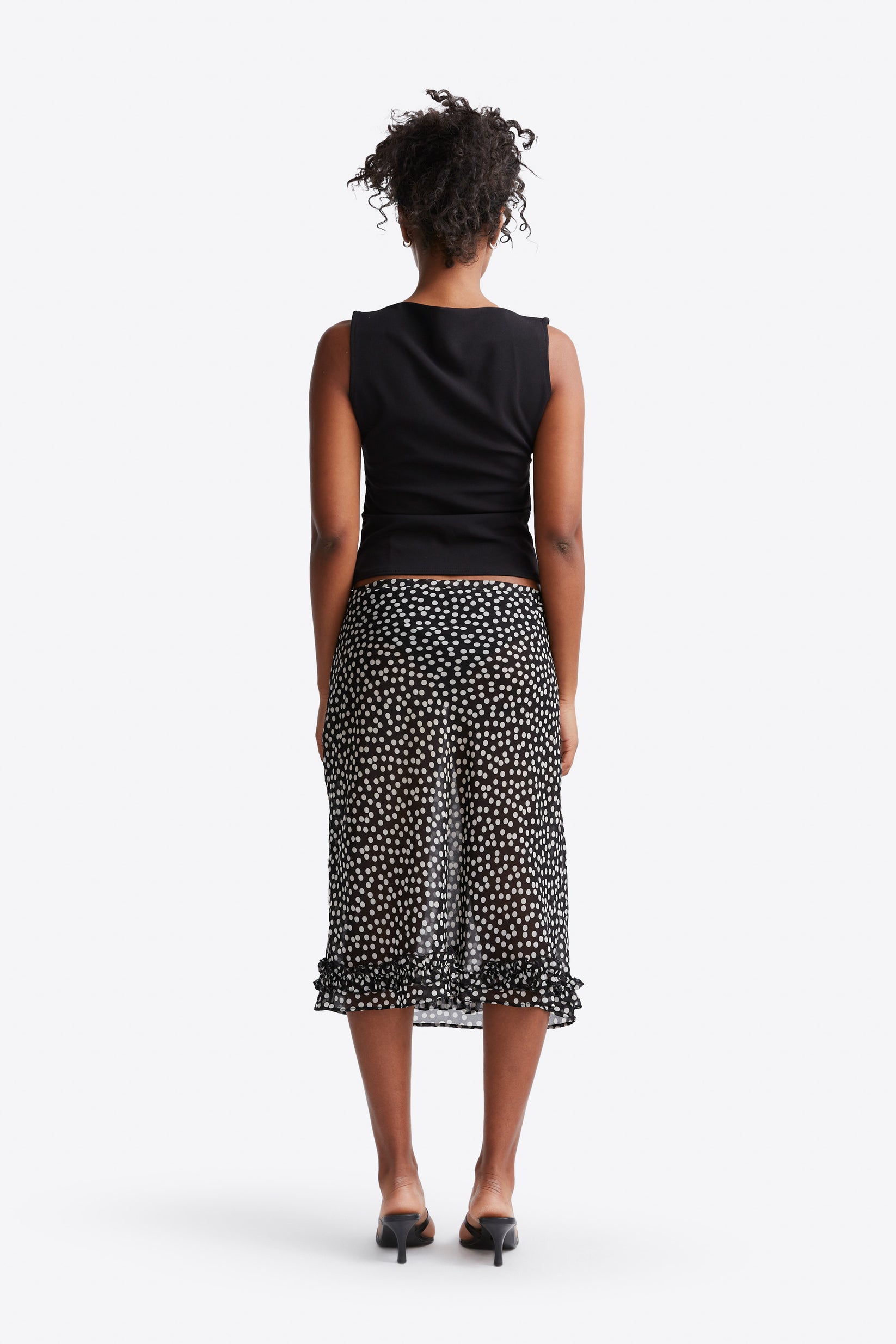 Sedona Midi Skirt - Vanilla/Black Polka Dot