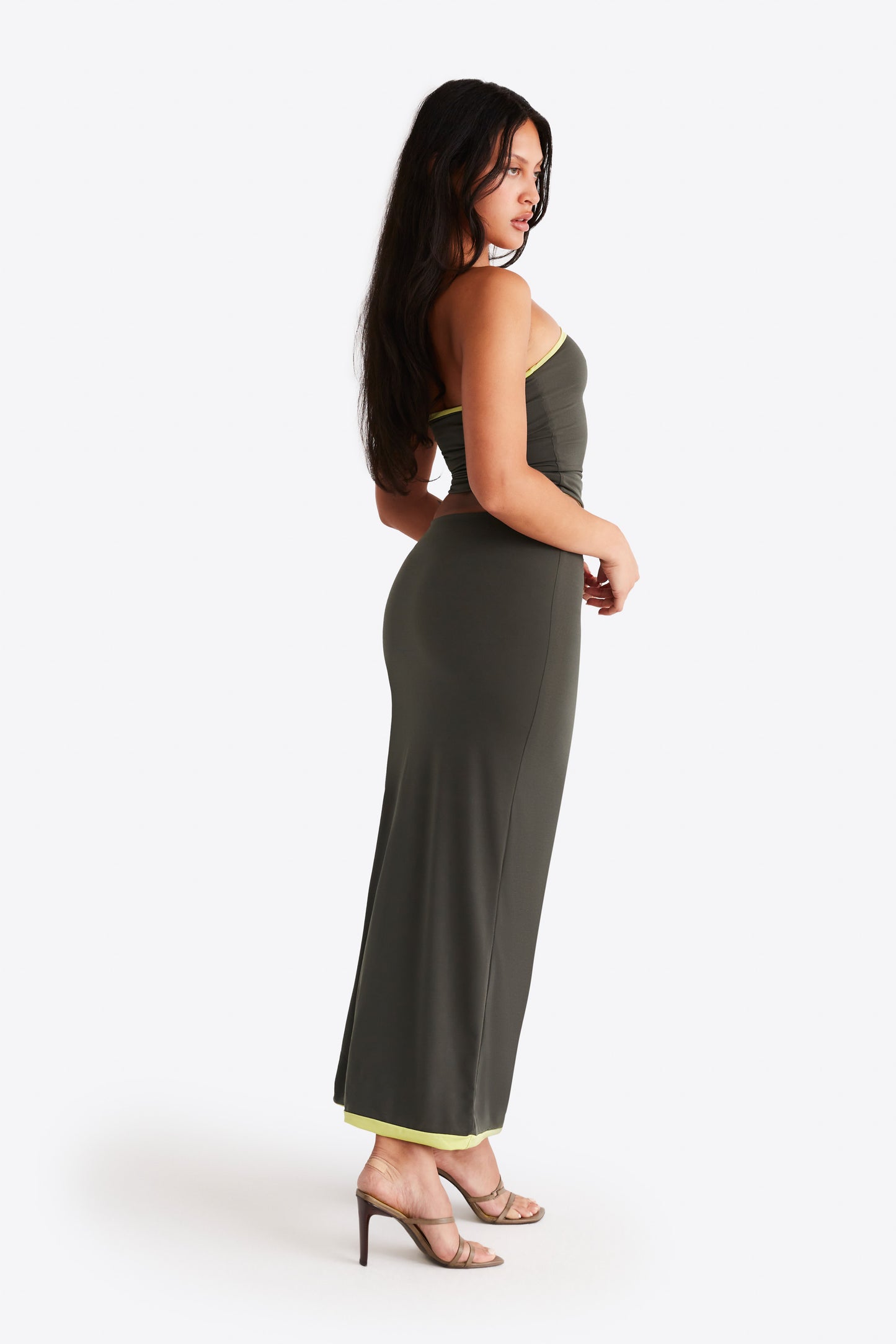 Nova Skirt - Khaki and Lime
