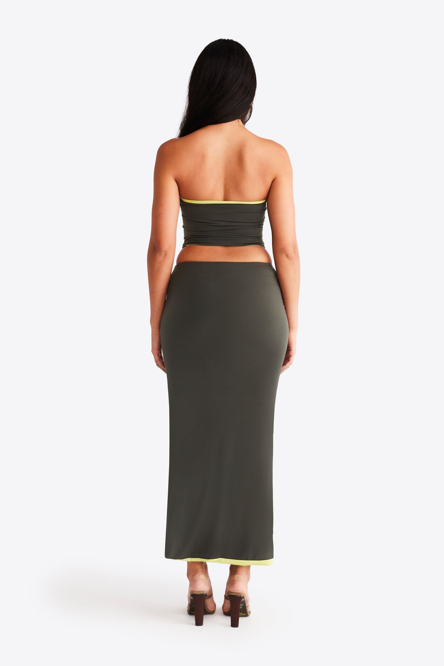 Nova Skirt - Khaki and Lime