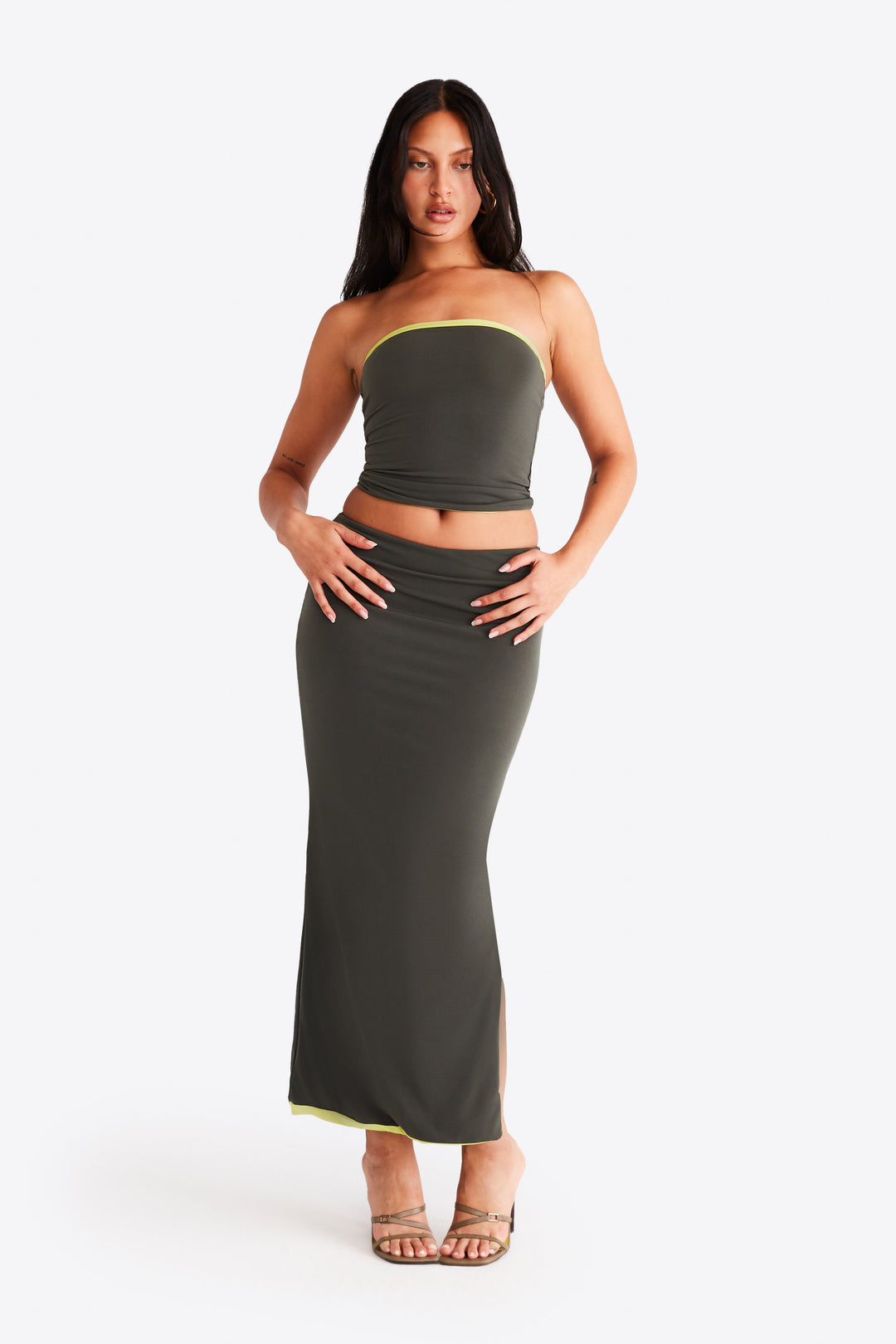 Nova Top - Khaki and Lime