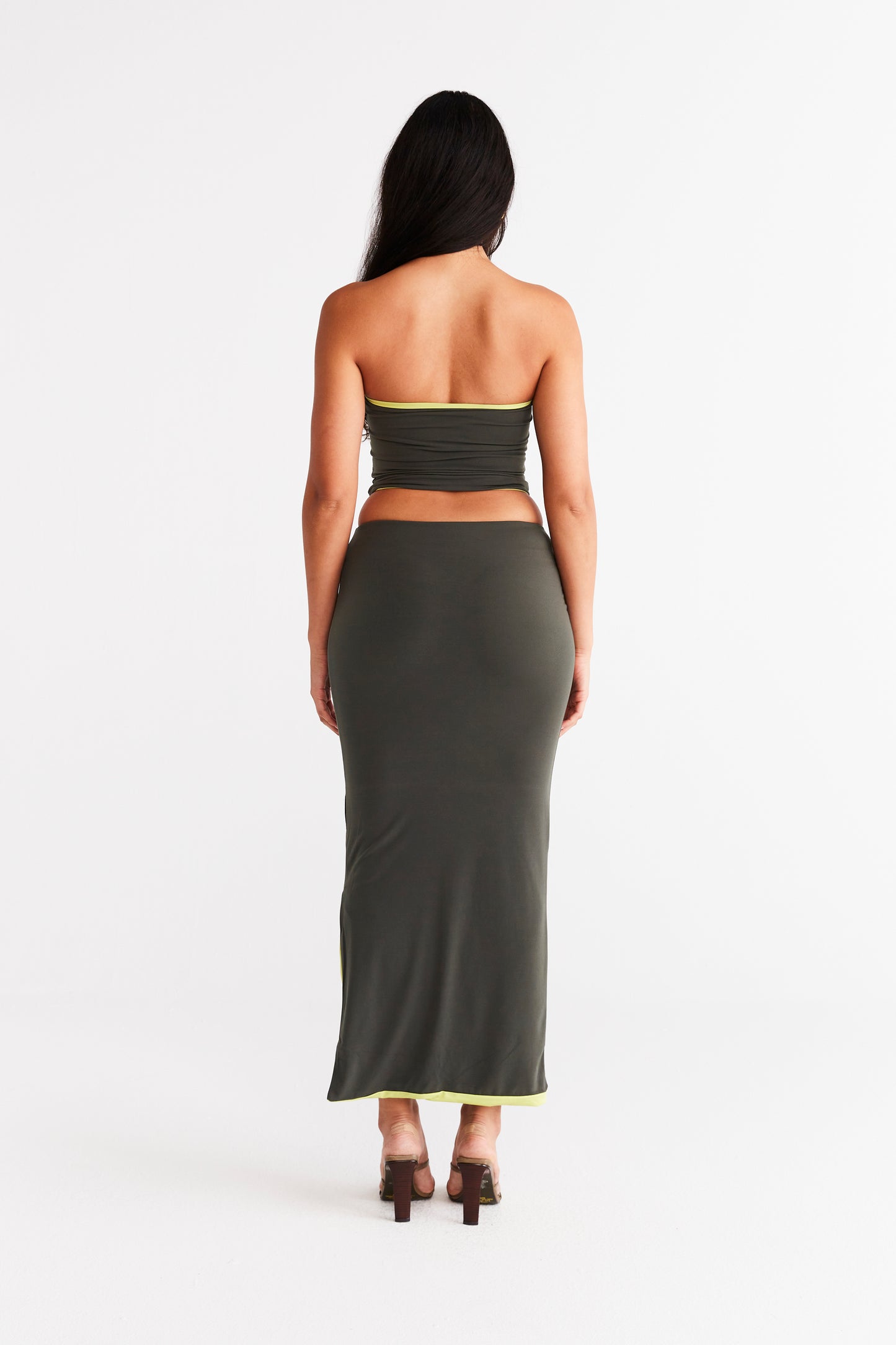 Nova Skirt - Khaki and Lime