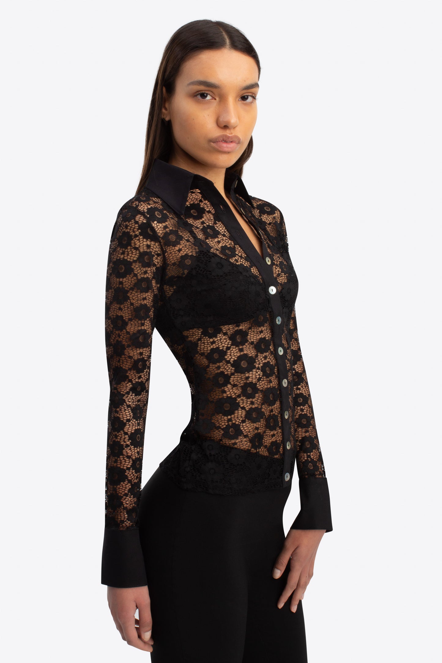 Sienna Shirt - Black Lace