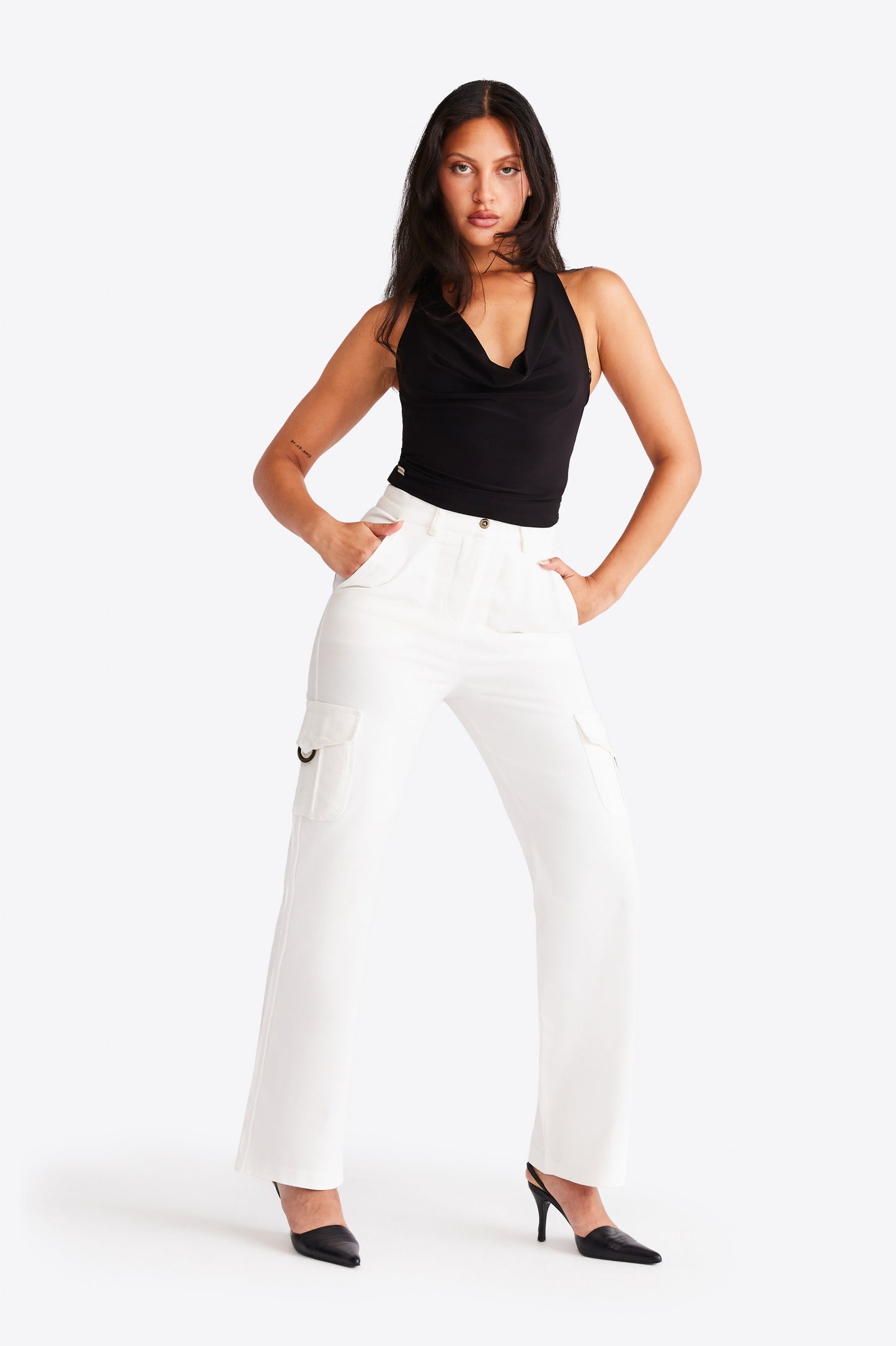 Dion Cargo Trousers - White