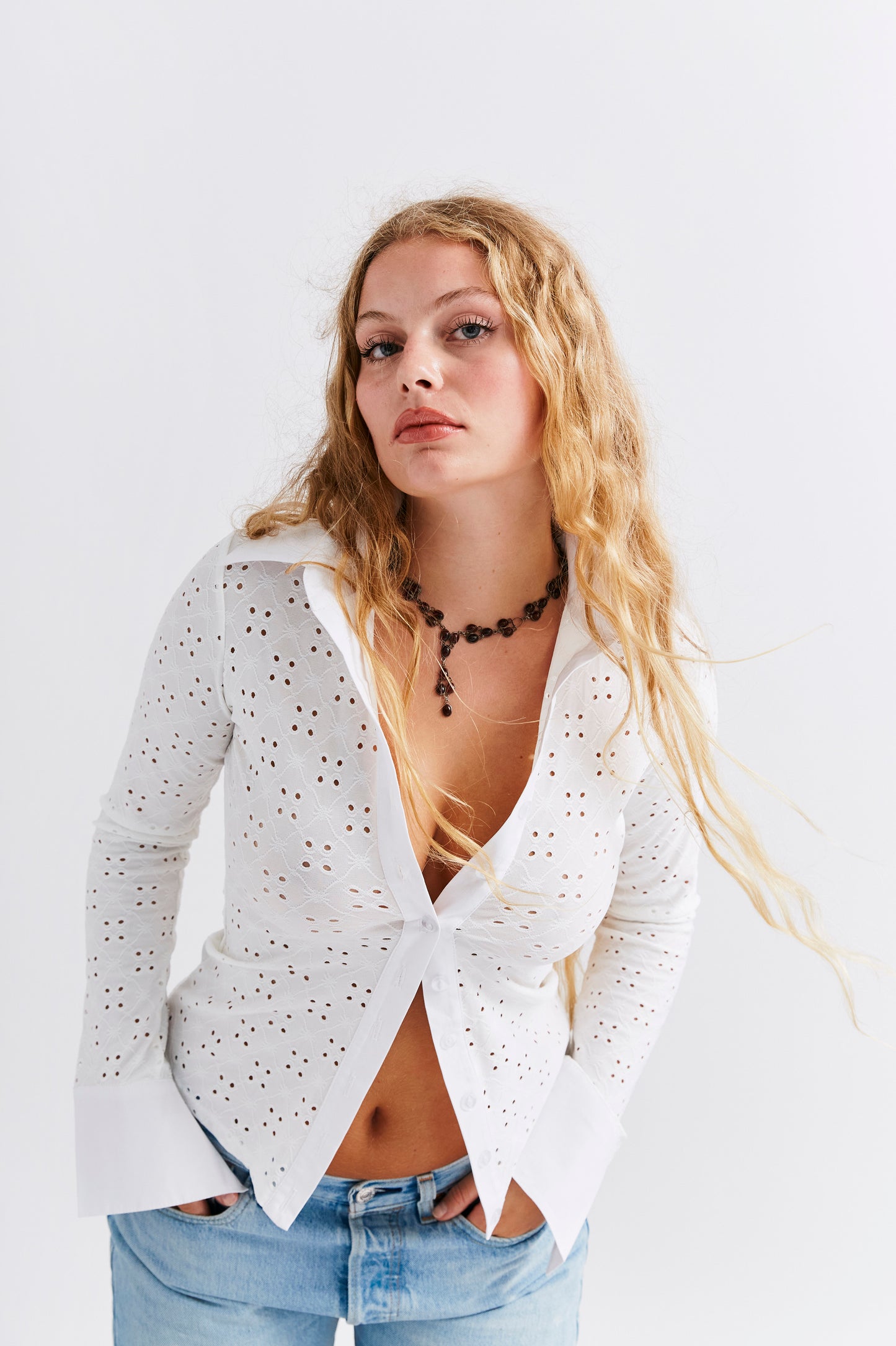 Sienna Shirt - White Broderie